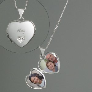 Girls Sterling Silver & Cubic Zirconia Heart Locket Necklace