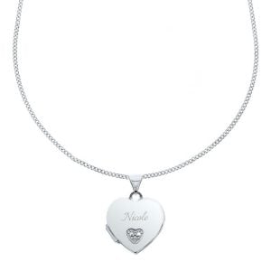Girls Sterling Silver & Cubic Zirconia Heart Locket Necklace