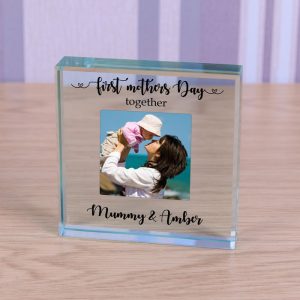 Personalised Glass Photo Token First Mothers Day Together
