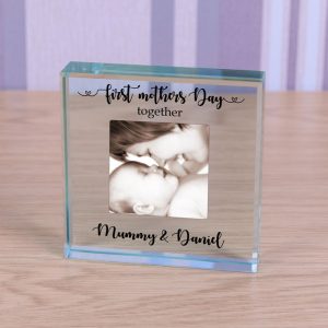 Personalised Glass Photo Token First Mothers Day Together