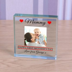 Personalised Happy First Mother's Day Glass Photo Token
