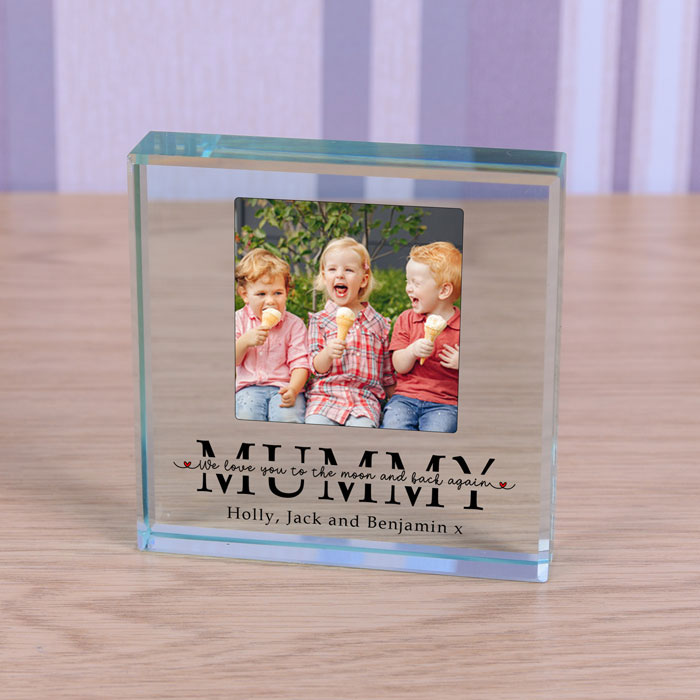 Glass Photo Token Mummy Love You To The Moon & Back