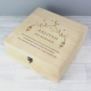 Personalised Eid Large Wooden Keepsake Box