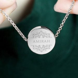 Personalised Eid Moon & Star Silver Necklace in a Box