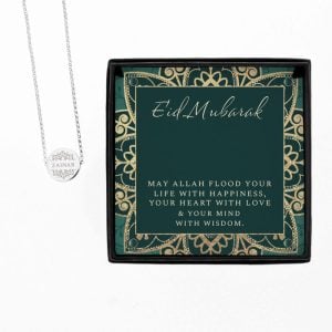 Personalised Eid Moon & Star Silver Necklace in a Box