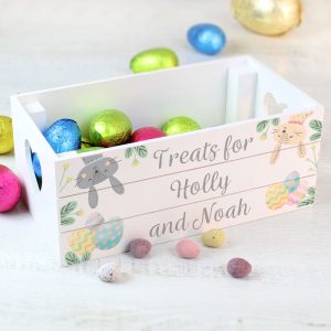 Boy's or Girl's Personalised White Wooden Easter Crate
