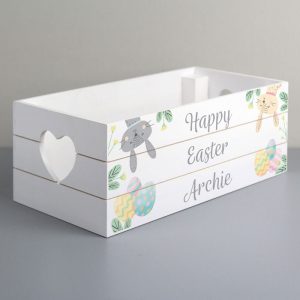 Boy's or Girl's Personalised White Wooden Easter Crate
