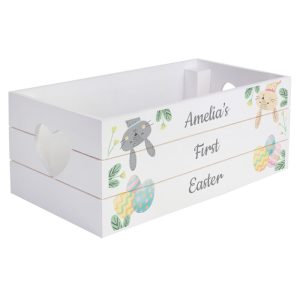 Boy's or Girl's Personalised White Wooden Easter Crate