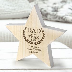 Personalised Dad of the Year Wooden Star