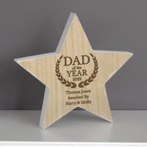 Personalised Dad of the Year Wooden Star