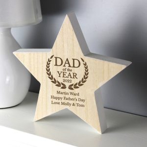 Personalised Dad of the Year Wooden Star