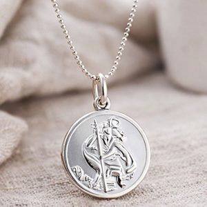 Personalised Sterling Silver Saint Christopher Necklace 18mm