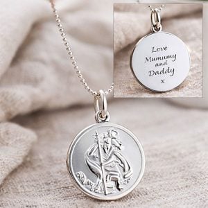 Personalised Sterling Silver Saint Christopher Necklace 18mm