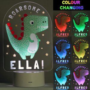 Personalised Roarsome Dinosaur Colour Changing Night Light