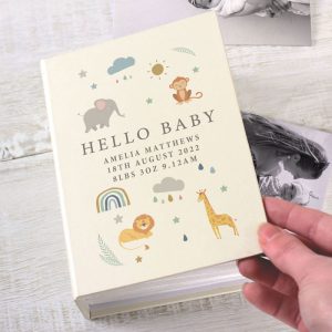 Personalised Zoo Animals Baby Photo Album with Sleeves