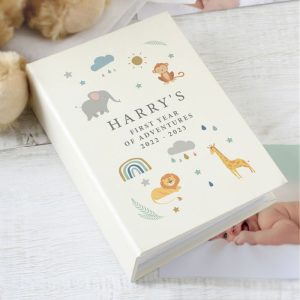 Personalised Zoo Animals Baby Photo Album with Sleeves