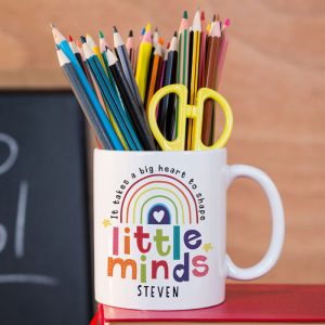 Personalised Shape Little Minds Ceramic Teacher Mug