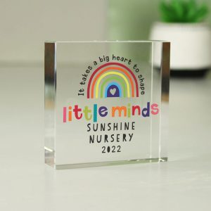 Personalised Shape Little Minds Crystal Glass Teacher Token