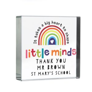 Personalised Shape Little Minds Crystal Glass Teacher Token