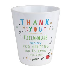 Personalised Thank You Teacher White Ceramic Plant Pot 9cm