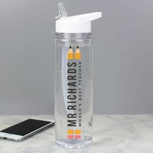 Clear Plastic BPA-Free Personalised Teacher Water Bottle