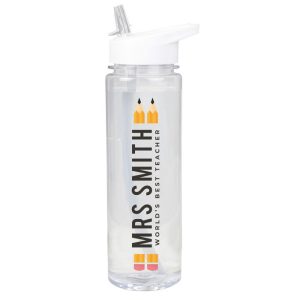 Clear Plastic BPA-Free Personalised Teacher Water Bottle
