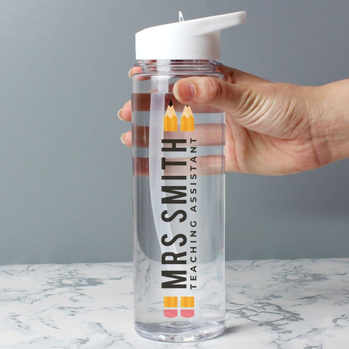 Clear Plastic BPA-Free Personalised Teacher Water Bottle