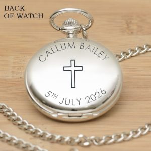 Personalised Engraved Baptism Pocket Watch Chrome Finish