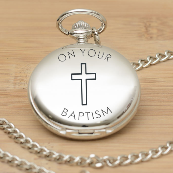 Personalised Engraved Baptism Pocket Watch Chrome Finish