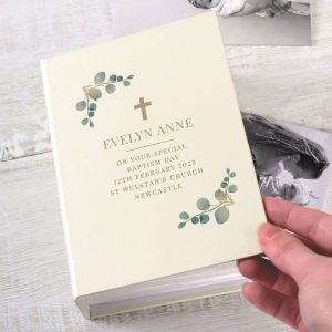 Personalised Botanical Cross Photo Album with Sleeves