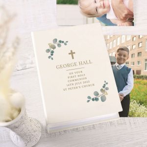 Personalised Botanical Cross Photo Album with Sleeves