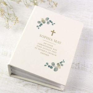 Personalised Botanical Cross Photo Album with Sleeves