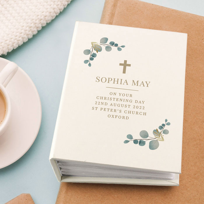 Personalised Botanical Cross Photo Album with Sleeves