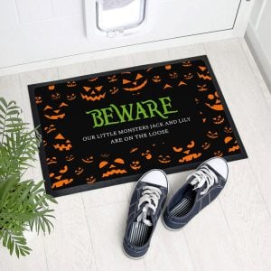 Personalised Halloween Beware Rubber Doormat