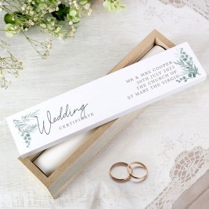 Personalised Botanical Wooden Shabby Chic Certificate Holder