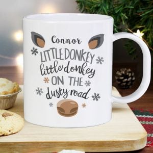 Kid's Personalised Little Donkey Plastic Drop-Proof Xmas Mug