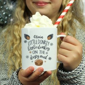 Kid's Personalised Little Donkey Plastic Drop-Proof Xmas Mug