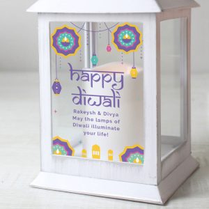 Personalised Happy Diwali Decoration White Lantern