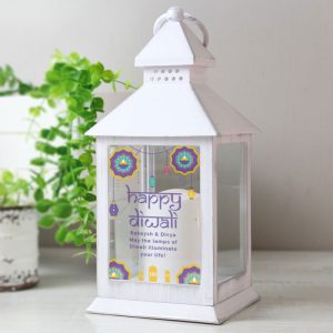 Personalised Happy Diwali Decoration White Lantern