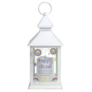 Personalised Happy Diwali Decoration White Lantern