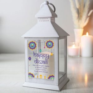 Personalised Happy Diwali Decoration White Lantern