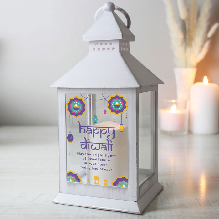 Personalised Happy Diwali Decoration White Lantern