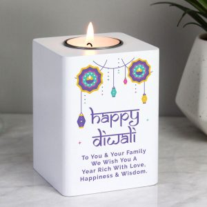 Personalised Diwali Gift Wooden Tealight Holder