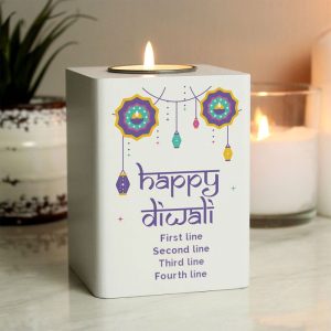 Personalised Diwali Gift Wooden Tealight Holder