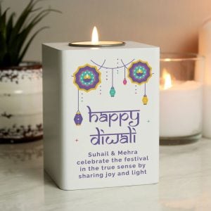 Personalised Diwali Gift Wooden Tealight Holder