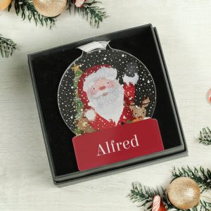 Kid's Personalised Santa Acrylic Snow Globe Tree Decoration