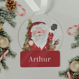 Kid's Personalised Santa Acrylic Snow Globe Tree Decoration