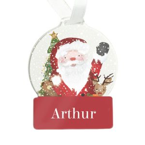 Kid's Personalised Santa Acrylic Snow Globe Tree Decoration