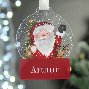 Kid's Personalised Santa Acrylic Snow Globe Tree Decoration