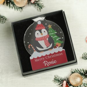 Personalised Penguin Acrylic Snow Globe Decoration
